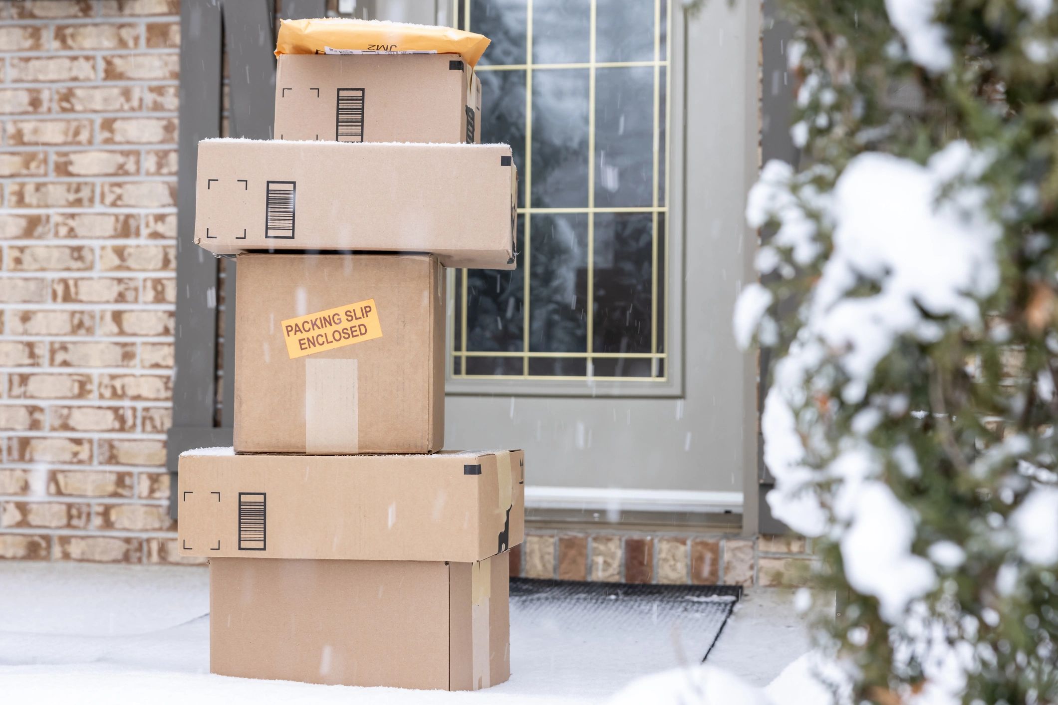 Delivered packages outside a front door